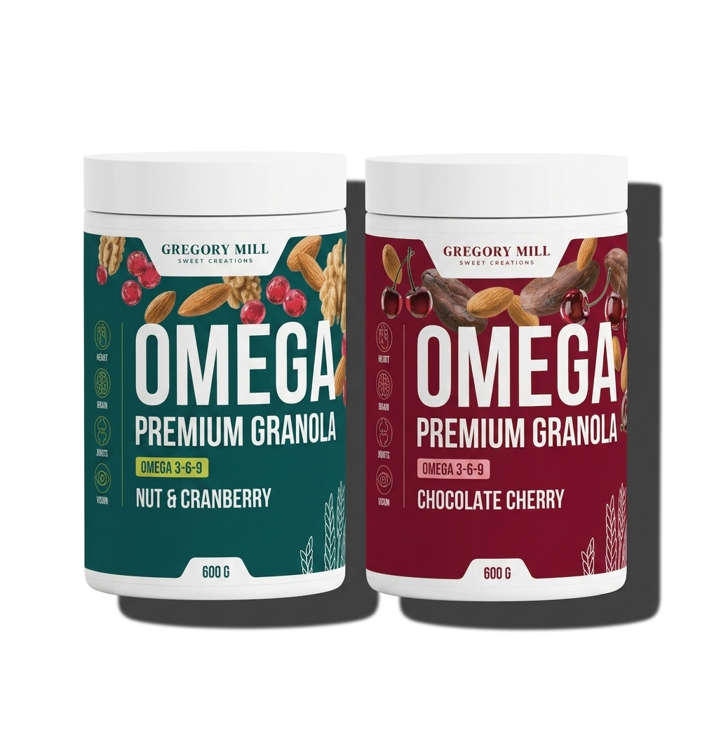 Набір граноли Омега Omega Power Duo Pack Nut & Cranberry, Chocolate Cherry, 1200 г, Gregory Mill