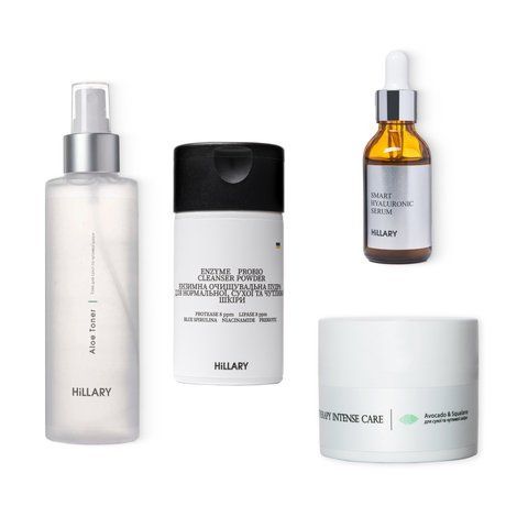 Set for morning care for dry facial skin