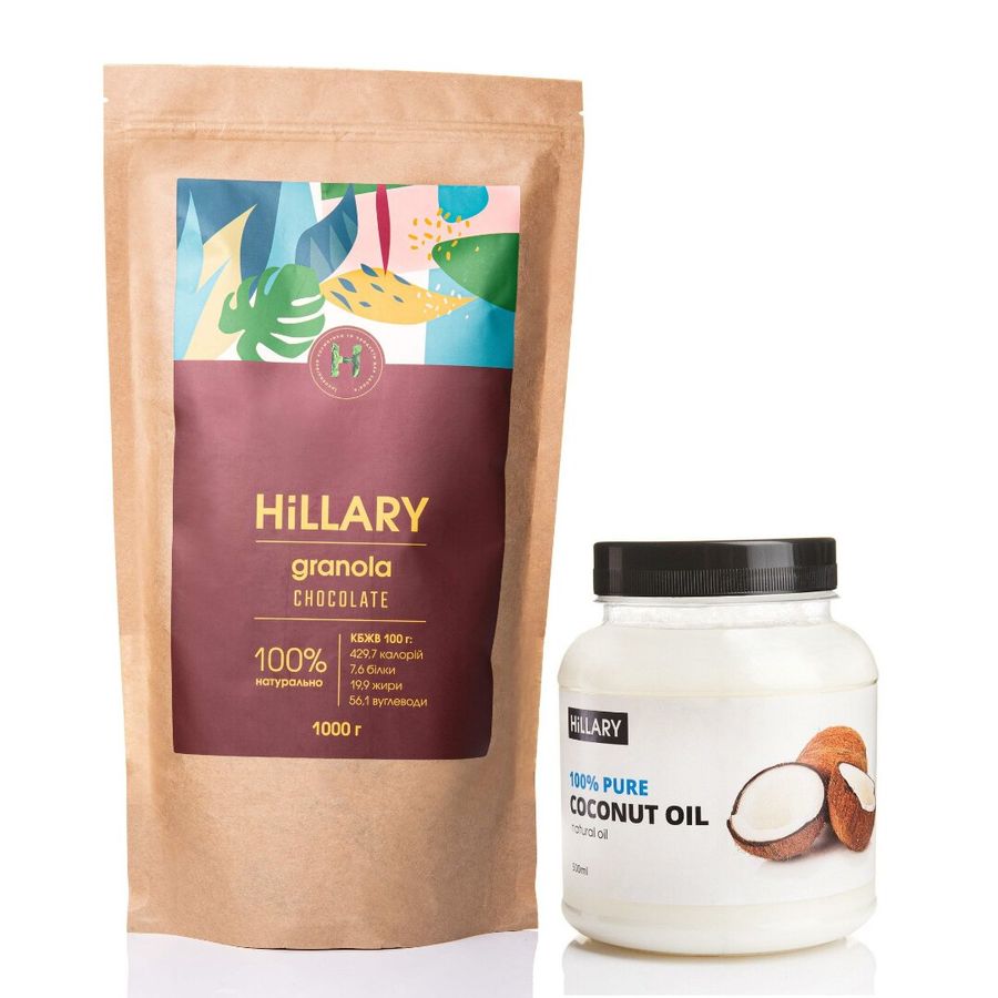 Hillary Chocolate Coconut Granola 1000g + Hillary 100% Pure Coconut Oil Refined Coconut Oil 500ml