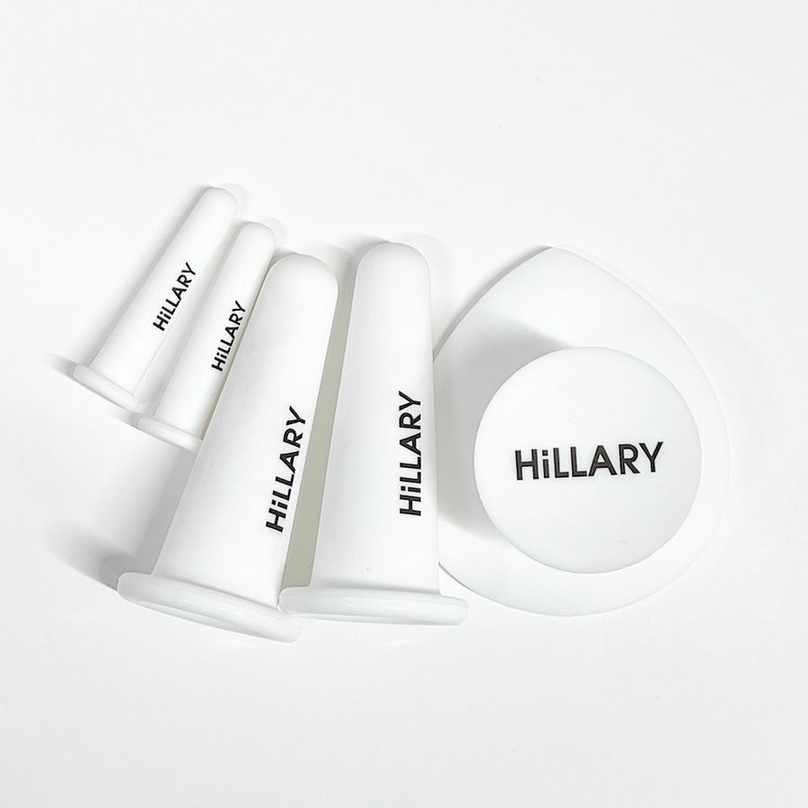Набор Вакуумных банок для массажа лица Hillary + Силиконовый массажёр - фото №1
