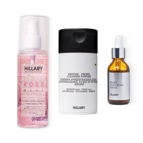 Hillary Set Enzymatic cleansing and moisturizing for dry and normal skin + Rose face mist