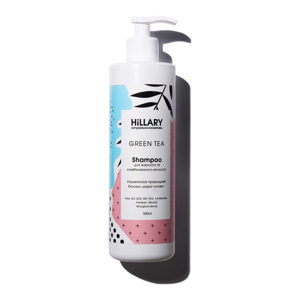Натуральний шампунь для жирного і комбінованого волосся Hillary GREEN TEA Shampoo, 500 мл - фото №1