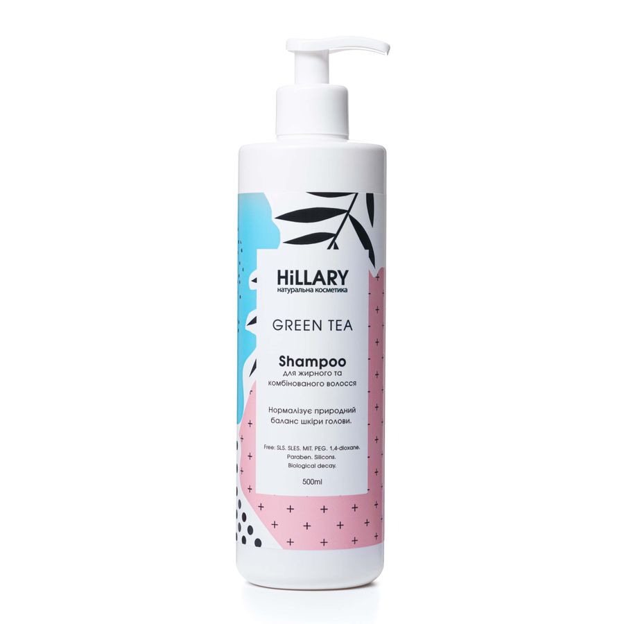 Натуральный шампунь для жирных и комбинированных волос Hillary GREEN TEA Shampoo, 500 мл - фото №1