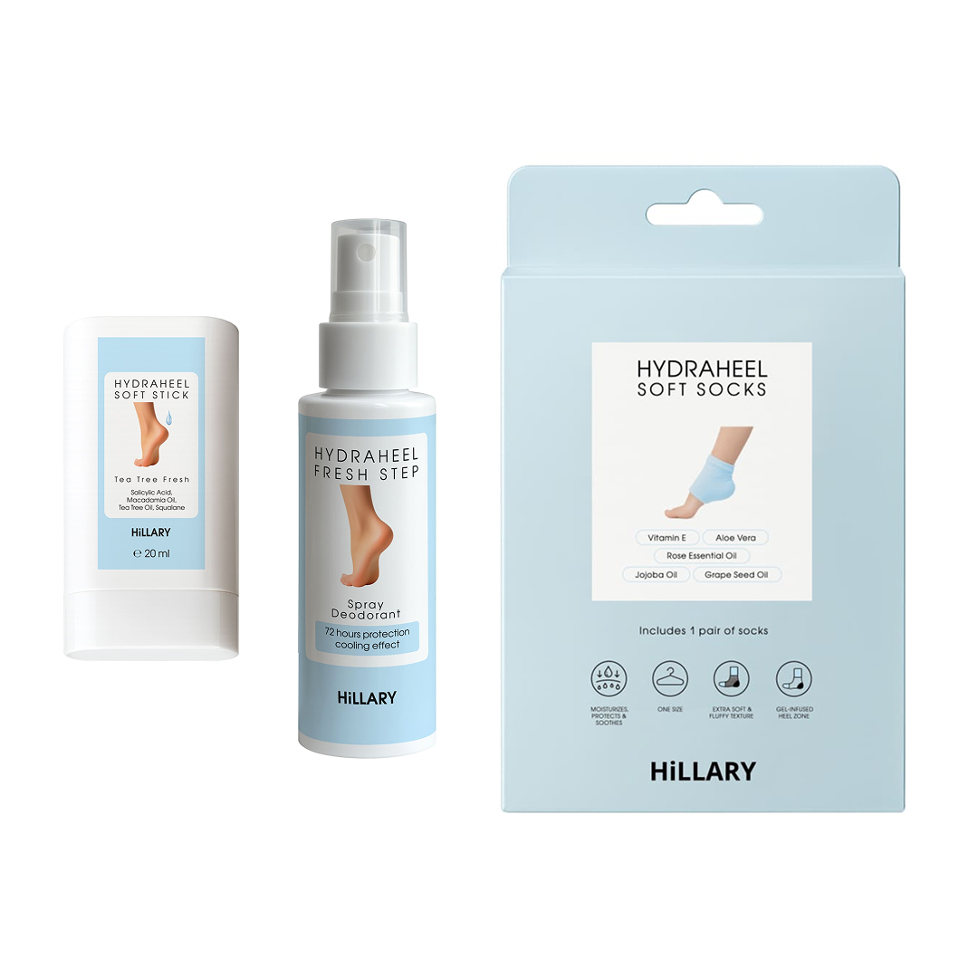 Набір проти тріщин, сухості та запаху стоп Hillary HydraHeel Repair & Odor Control Set