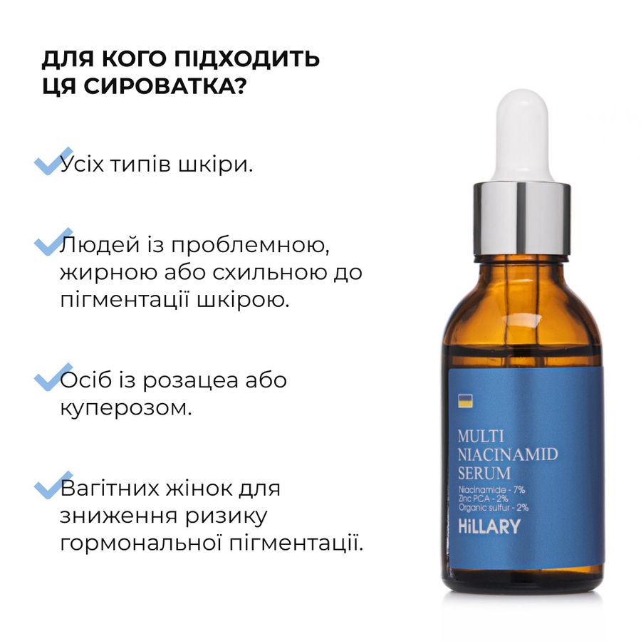 Мультисироватка з ніацинамідом та цинком Hillary Multi Niacinamid serum, 30 мл - фото №1