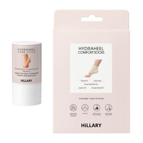 Набір для загоєння та м&rsquo;якості п&rsquo;ят Hillary HydraHeel Repair & Relief Set - фото №1