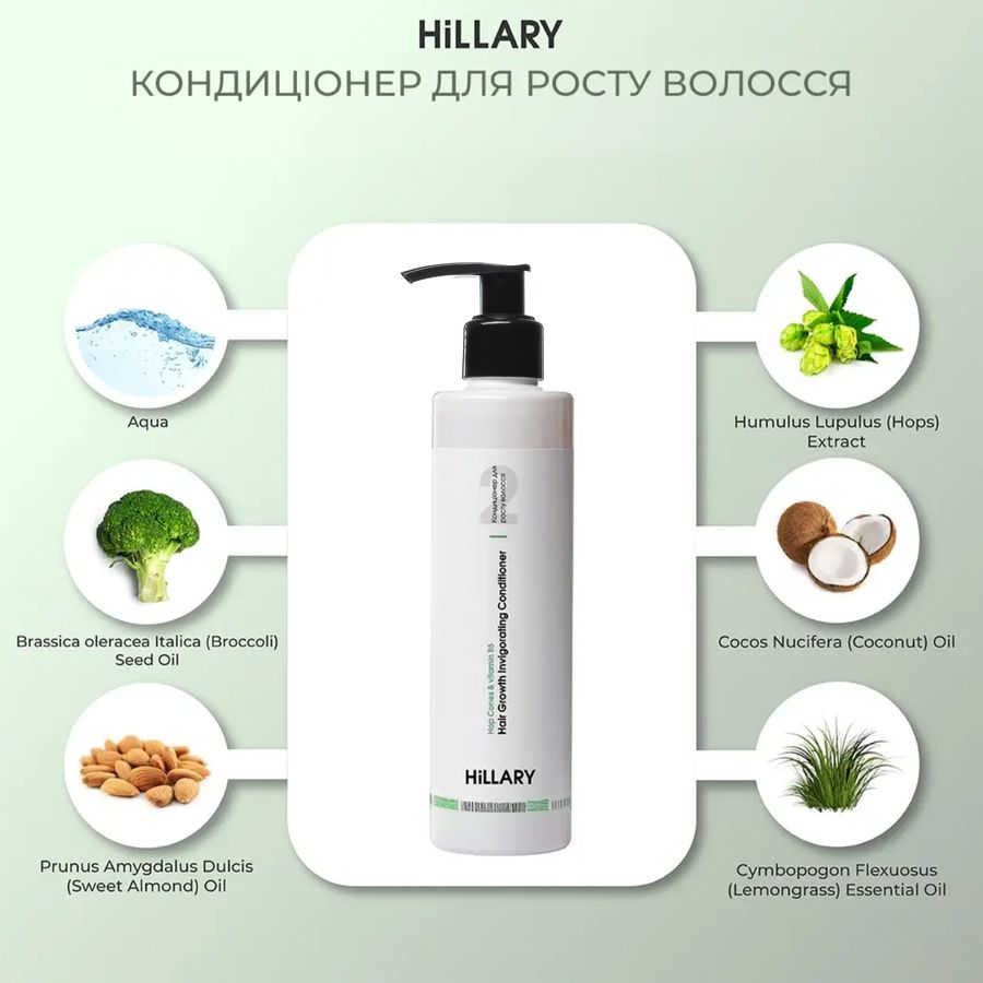 Conditioner for hair growth Hillary Hop Cones & B5 Hair Growth Invigorating, 500 ml