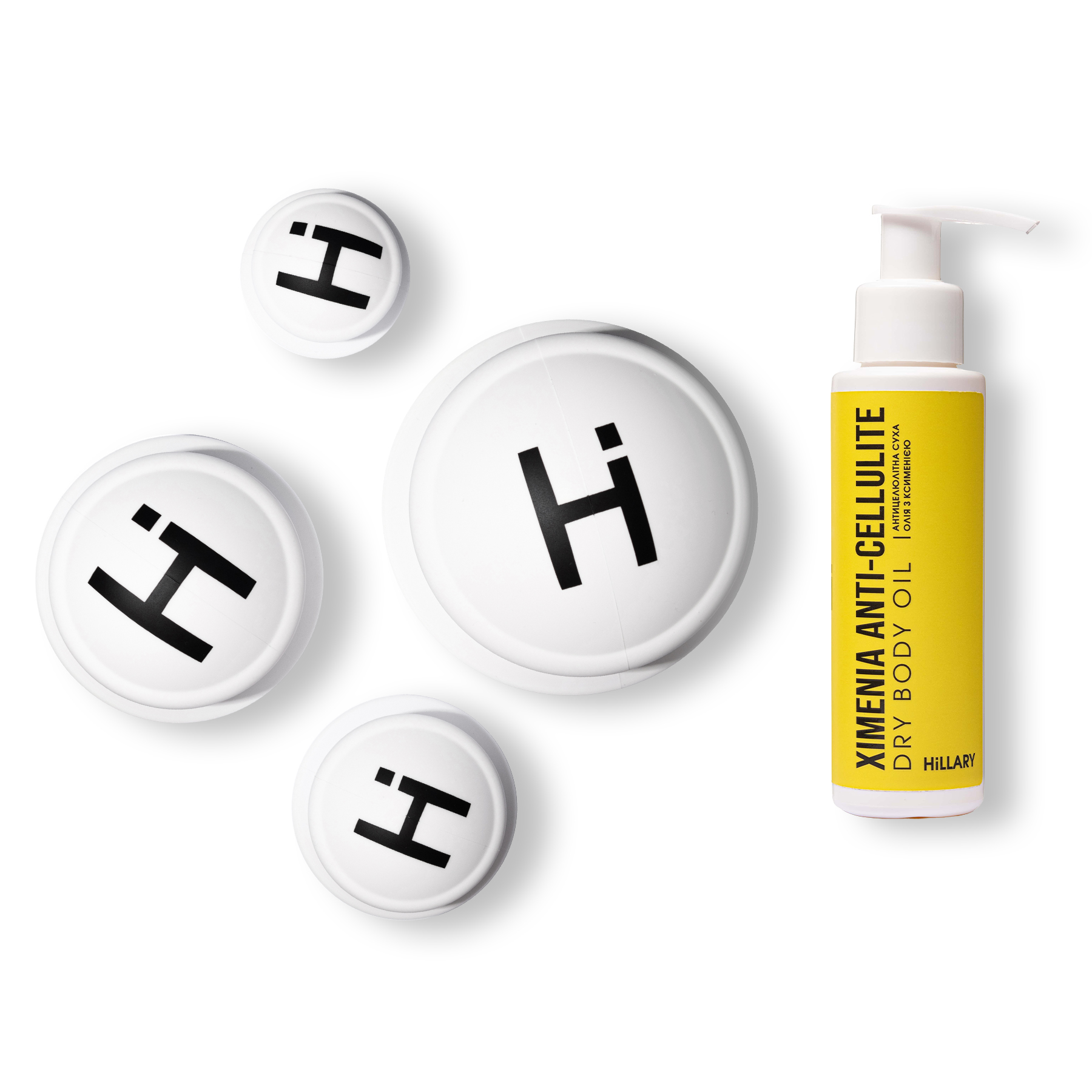Акція на Набір вакуумних банок для тіла + Антицелюлітна суха олія з ксименією від Hillary-shop UA