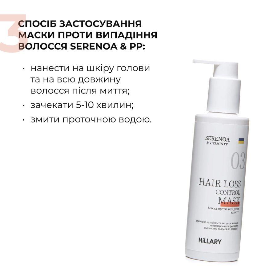 Маска проти випадіння волосся Hillary Serenoa & РР Hair Loss Control Mask, 200 мл - фото №1