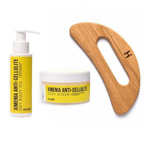 Скребок гуаша для тела + Антицеллюлитные средства Химения Anti-cellulite - фото №1