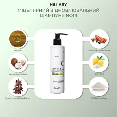 Міцелярний відновлювальний шампунь Norі Hillary Nori Micellar Strengthening Shampoo, 250 мл - фото №1
