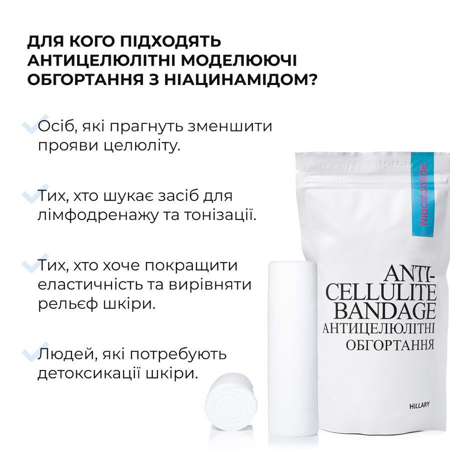 Антицелюлітні моделюючі обгортання для тіла з ніацинамідом Hillary Niacinamide Cold Slim - фото №1