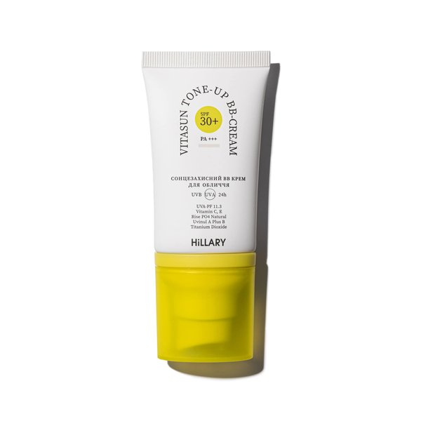 Sunscreen BB-cream for the face SPF30+ Nude HiLLARY VitaSun Tone-Up BB-Cream All Day Protect SPF30+, 40 ml