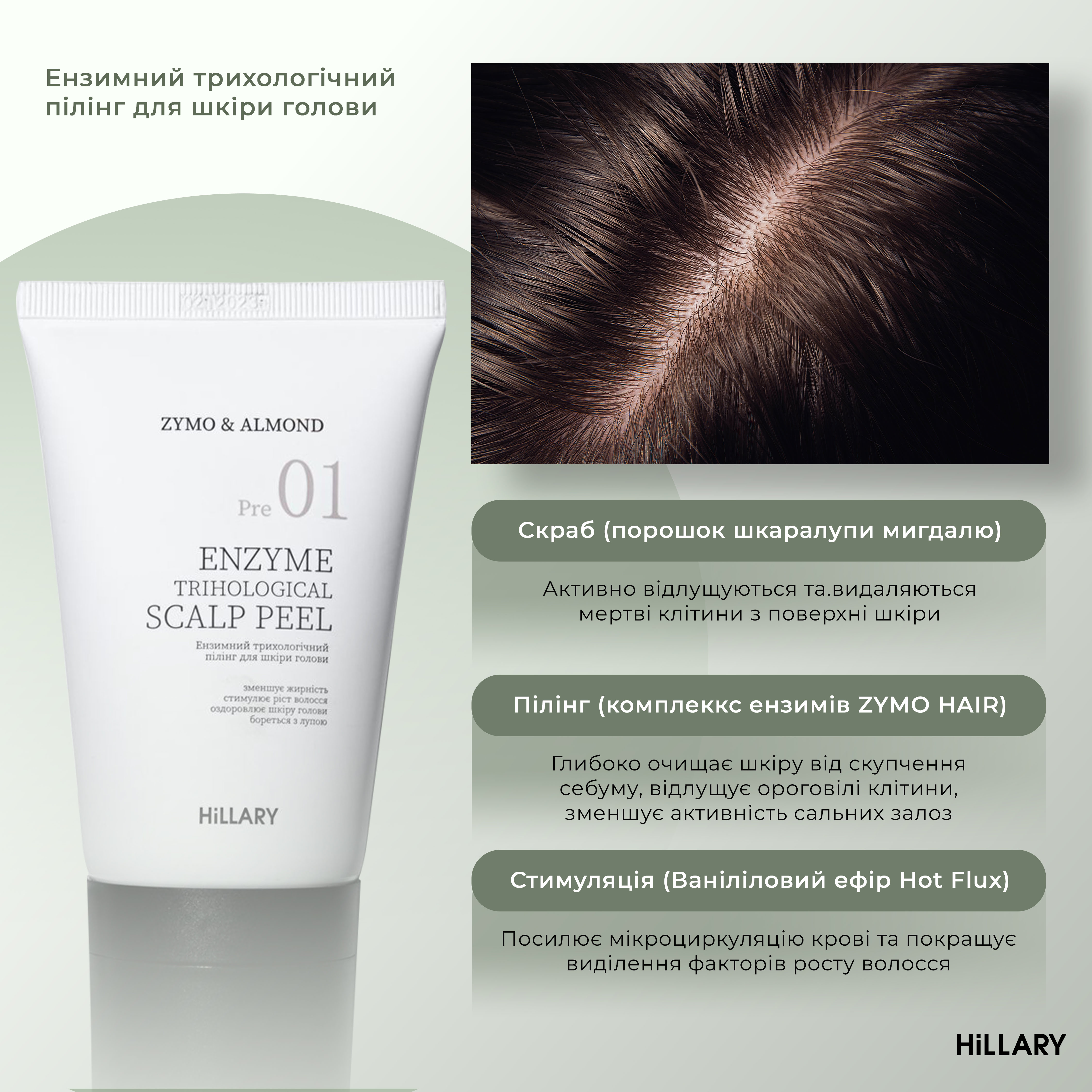 Ензимний пілінг для шкіри голови + Набір для жирного типу волосся Hillary Green Tea Phyto-essential
